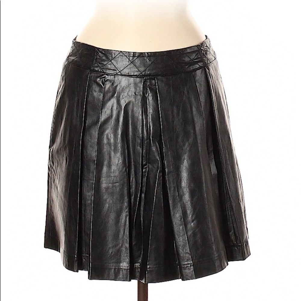 McGinn Faux Leather Black Pleated Skirt